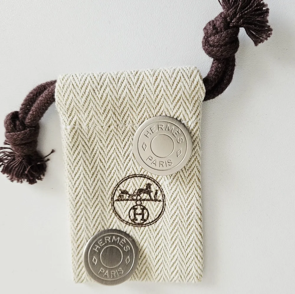 Hermès Clou de Selle Silver-tone Clip-on Earrings - Picture 2 of 6